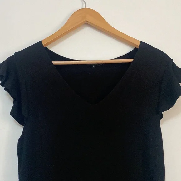 Portmans - Black Frill Sleeved Top - Size Large - Picture 2 of 6